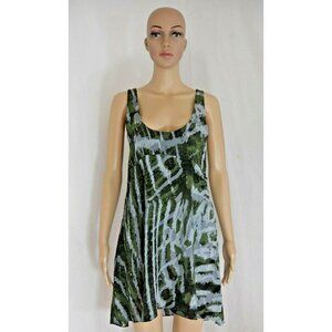 One Teaspoon Green Gray Tie Dye Sleeveless Tank Dress Long Tunic Womens Size 6